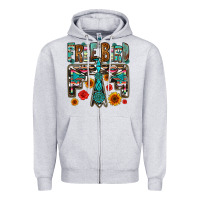 Heather Grey western free bird Zipper Hoodie - OliviaCreatesArt