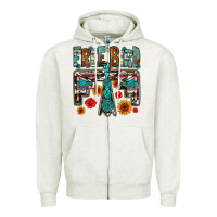 Oatmeal Heather western free bird Zipper Hoodie - OliviaCreatesArt