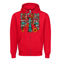 Red western free bird Zipper Hoodie - OliviaCreatesArt