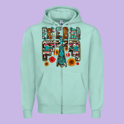 Western Free Bird Zipper Hoodie Designed By Oliviacreatesart