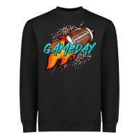 Black Game day leopard fire and ball Heavyweight Sweatshirt - HowdyJamesFarm