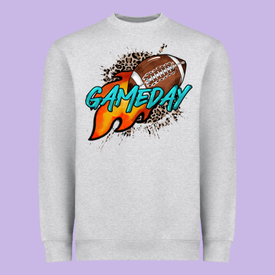 Game Day Leopard Fire And Ball Heavyweight Sweatshirt Designed By Howdyjamesfarm
