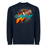 Navy Game day leopard fire and ball Heavyweight Sweatshirt - HowdyJamesFarm