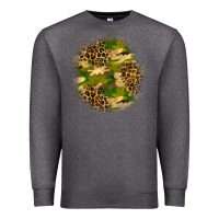 Charcoal Heather camouflage and leopard patch Premium Sweatshirt - BundleAndBundleShop