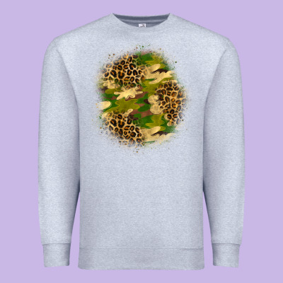 Camouflage And Leopard Patch Premium Sweatshirt Designed By Bundleandbundleshop