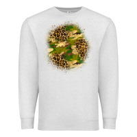 Oatmeal Heather camouflage and leopard patch Premium Sweatshirt - BundleAndBundleShop
