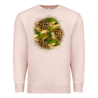 Pale Pink camouflage and leopard patch Premium Sweatshirt - BundleAndBundleShop