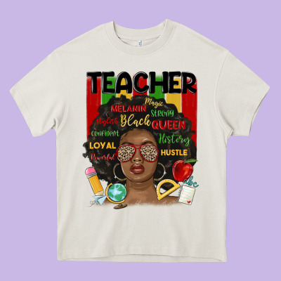 Black Woman Teacher Heavy Core Tee Designed By Maliassmallbusiness