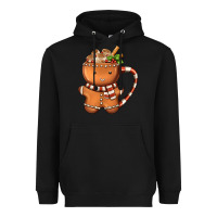 Black Gingerbread Cookie Man Hot Cocoa Coffee Heavyweight Hoodie - FaDigitalArtStudio