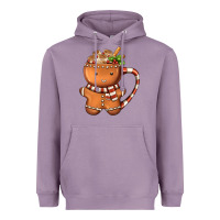 Lavender Gingerbread Cookie Man Hot Cocoa Coffee Heavyweight Hoodie - FaDigitalArtStudio