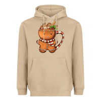 Mushroom Gingerbread Cookie Man Hot Cocoa Coffee Heavyweight Hoodie - FaDigitalArtStudio