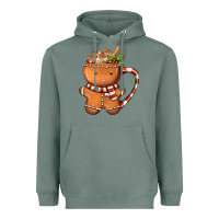 Sage Gingerbread Cookie Man Hot Cocoa Coffee Heavyweight Hoodie - FaDigitalArtStudio