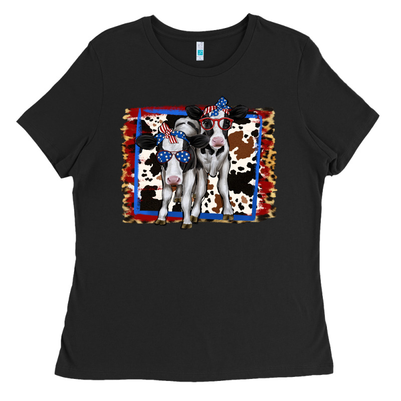4th Of July Cows Holstein Cows Ladies Tee by Jasminsmagicworld | Teevron