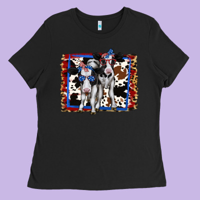 4th Of July Cows Holstein Cows Ladies Tee Designed By Jasminsmagicworld