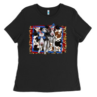 Black 4th of July Cows Holstein Cows Ladies Tee - Jasminsmagicworld
