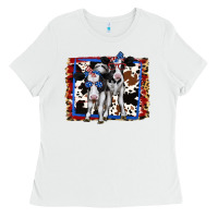 White 4th of July Cows Holstein Cows Ladies Tee - Jasminsmagicworld