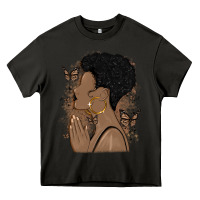 Black Woman Praying Heavy Core Tee | Teevron