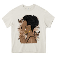 Cream black woman praying Heavy Core Tee - MaliasSmallBusiness