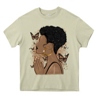 Mossy black woman praying Heavy Core Tee - MaliasSmallBusiness