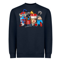 Navy Lacrosse coffee cups Heavyweight Sweatshirt - HowdyJamesFarm