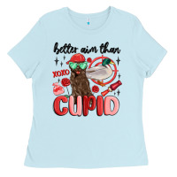Baby Blue better aim than cupid with dog and duck Ladies Tee - MaliasSmallBusiness