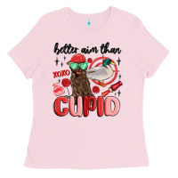 Bubblegum Pink better aim than cupid with dog and duck Ladies Tee - MaliasSmallBusiness