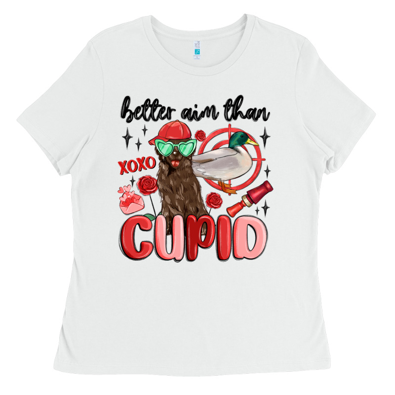 Better Aim Than Cupid With Dog And Duck Ladies Tee by MaliasSmallBusiness | Teevron