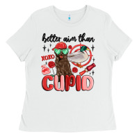 White better aim than cupid with dog and duck Ladies Tee - MaliasSmallBusiness