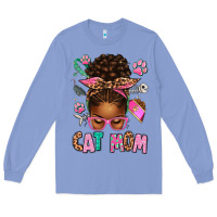 Afro Messy Bun Cat Mom Long Sleeve Tee | Teevron