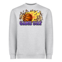Game Day Basketball Leopard Flames Fireball Heavyweight Sweatshirt | Teevron