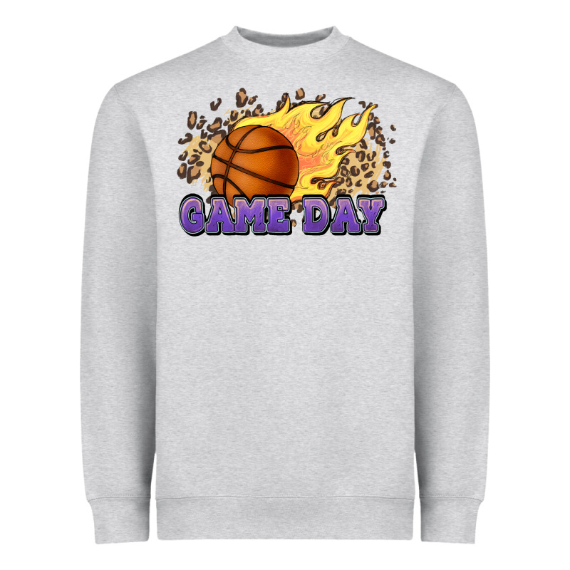 Game Day Basketball Leopard Flames Fireball Heavyweight Sweatshirt by HowdyJamesFarm | Teevron
