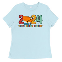 Baby Blue total solar eclipse Ladies Tee - MaliasSmallBusiness