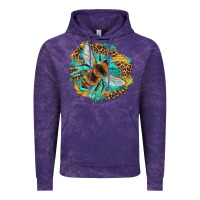 Cloud Purple leopard honeycomb with bee Vintage Hoodie - Artiststas