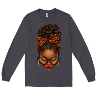 Smoke afro messy bun orange leopard bow Long Sleeve Tee - texasbilliewilder