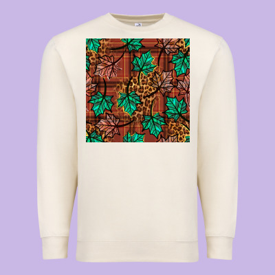 Fall Leaves Seamless Pattern Premium Sweatshirt Designed By Bundleandbundleshop