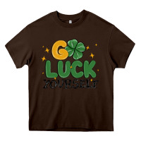 Chocolate Brown go luck yourself Heavy Core Tee - MaliasSmallBusiness