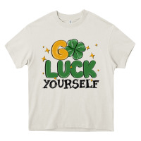 Cream go luck yourself Heavy Core Tee - MaliasSmallBusiness