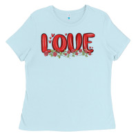 Baby Blue love valentine s day Ladies Tee - MaliasSmallBusiness
