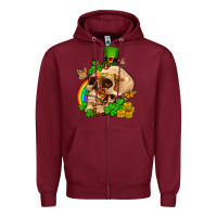 Burgundy St. Patrick's boho skull Zipper Hoodie - OliviaCreatesArt