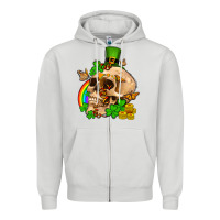 Dove Grey St. Patrick's boho skull Zipper Hoodie - OliviaCreatesArt