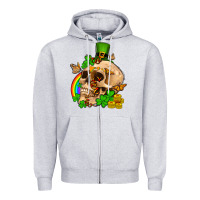 Heather Grey St. Patrick's boho skull Zipper Hoodie - OliviaCreatesArt