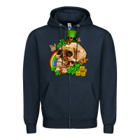 Navy St. Patrick's boho skull Zipper Hoodie - OliviaCreatesArt