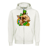 Oatmeal Heather St. Patrick's boho skull Zipper Hoodie - OliviaCreatesArt