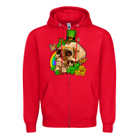 Red St. Patrick's boho skull Zipper Hoodie - OliviaCreatesArt