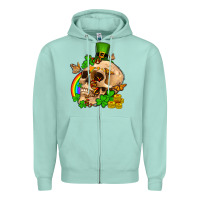 Seafoam St. Patrick's boho skull Zipper Hoodie - OliviaCreatesArt