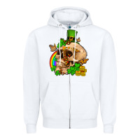 White St. Patrick's boho skull Zipper Hoodie - OliviaCreatesArt