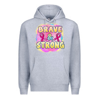 Heather Grey brave and strong cancer Premium Hoodie - FaDigitalArtStudio