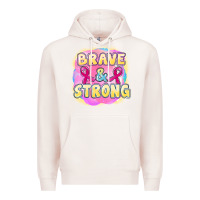 Pale Pink brave and strong cancer Premium Hoodie - FaDigitalArtStudio
