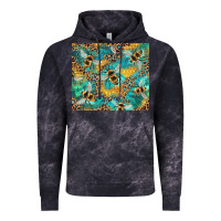 Cloud Black honeycomb and bees with leopard Vintage Hoodie - Artiststas