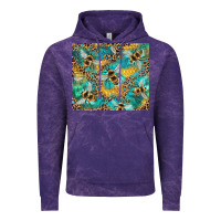 Cloud Purple honeycomb and bees with leopard Vintage Hoodie - Artiststas